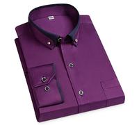 Shirts For Men Adult,Mens Non Iron Stretch Shirt Long Sleeve Regular Fit Solid Shirts Casual Button Down Shirts Stylish Funky Fancy Shirt Business Shirts Party Hawaiian Shirts Dress Shirts,Purple,4X