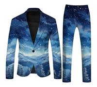 Shirts For Men Adult,Men's Suits Product Category Men Christmas Printed Suit And Trousers Casual Loose Comfortable Business And Foreign Trade Two Piece Set (Navy, XXXL)