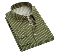 Shirts for Men Adult Regular Fit Men's Modern Fit Non-Iron Fashion Casual Striped Buckle Long Sleeve Tops Shirt Blouse V Neck Trousers Business Classical Collar Formal Shirt (Striped 18,3XL,3XL)