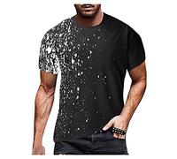 Shirts for Men Adult Summer Mens Shirts Long Sleeve Casual Mens Short Sleeve White Men's Flower Casual Button Down Polo for Men Adult Cotton Blend Flame Shirt Gift Birthday (Black,L)