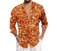 Shirts for Men Glitter Shirt Mens Sequin Top Button Down Summer T Shirts Regular Fit Party Tshirt Disco Dance Shirt Loose Fit Casual Tshirt Soft Cozy Tshirts Hawai Tshirts for Men