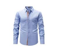 Shirts for Men Long Sleeve, Shirt Men's Shirt Jacket Lightweight Plain Men's Shirt Simple Button-Down Casual Shirt Everyday Outdoor Business Muslin Shirt for Climate Regulating Outfits
