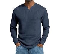 Shirts for Men Long Sleeve with Out Pocket Pullover V-Neck Comfortable Undershirts Regular Fit Athletic T-Shirts Solid Color Basic Tee Breathable Casual T-Shirts Versatile Sports Tshirts Navy