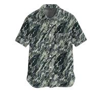 Shirts for Men Short Sleeve Printed Shirt Button Down Retro 90’S T-Shirt with Pocket Summer Casual Tops Collared Tee Ropa Casual para Hombre(Green, M)