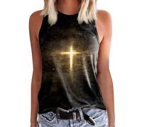 Shirts for Women Summer Casual Jumper Sleeveless Tunic Tank Tops Floral Pirnt Vest U-Neck Printed Tops Tee Vest Blouse Tops Ladies Beach Shirts Mesh Tops for Women Blouses (Gold, XXL)