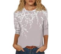 Shirts for Women UK, 80S T Short Sleeve Blouse Ladies Tops Size 12 Womens Summer Tops 3/4 Sleeve 2025 Crewneck Floral Business Shirts Black Tee Women UK T Blouse for(Grey1,XX-Large)