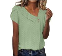 Shirts for Women UK Elegant Eyelet Embroidery Blouse Solid Short Sleeve Tunic Tops Square Neck Button Down Summer Tee Shirts for Leggings Loose Fit Dressy Tops to Wear with Jeans Plus Size S-2XL