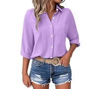 Shirts for Women UK Short Sleeves Solid Color Blouses Casual Comfy Buttoned Solid Color T Shirts Spring Summer Fashion Tunics Baggy Relaxed Fit Pullover Cozy Work Holiday Tops 2026