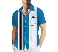 Shirts Men,Men's Hawaiian Mens Pink Polo Short Sleeve for Men Adult Slim Fit Long Smart Casual Regular White Shirt (Blue,3XL)