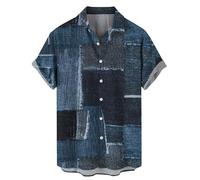 Shirts Men's Short Sleeve Lapel Short Sleeve Shirt Plain Casual Shirt Regular Fit Summer Shirt Hawaiian Shirt Men Button T-Shirts For Men Vintage Print Pullover Outdoor Sweatshirt Fitness Tops, blue,