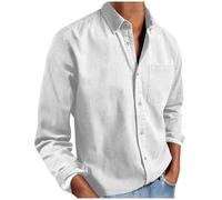 Shirts Mens UK Lapel Button Down No Iron Shirt Long Sleeve Blouses with Pocket Classic Plain Color Fit Shirts Lightweight Comfy Shirt Mens Outdoor Work Casual Workout Clothes