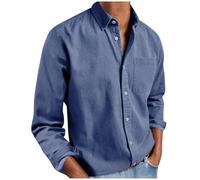 Shirts Mens UK Lapel Button Down No Iron Shirt Long Sleeve Blouses with Pocket Classic Plain Color Fit Shirts Lightweight Comfy Shirt Mens Outdoor Work Casual Workout Clothes