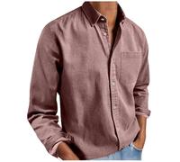 Shirts Mens UK Lapel Button Down No Iron Shirt Long Sleeve Blouses with Pocket Classic Plain Color Fit Shirts Lightweight Comfy Shirt Mens Outdoor Work Casual Workout Clothes