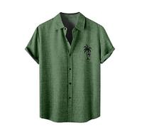Shirts Solid Button Down Beach Shirt Men Bowling Shirt Vintage Cuba Button Down Short Sleeve Beach Shirt Shirts for Men Men's Cotton Linen Solid Color Short Sleeve Shirts JANUK40430HOT0062