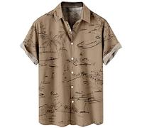 Shirts Solid Button Down Beach Shirt Men Bowling Shirt Vintage Cuba Button Down Short Sleeve Beach Shirt Shirts for Men Men's Cotton Linen Solid Color Short Sleeve Shirts JANUK40430HOT1505