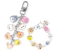shirylzee 2 Pcs Stray Cartoon Animal Keychain, for Stray Kids Key Ring, for Kpop Stray-K Acrylic Keychain Set, for Skz Key Pendant Game Props Backpack, for Kids, Fans, Party Supplies for RIIZE