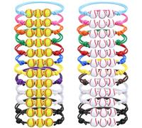 shirylzee 24Pcs Sports Party Favors Charm Bracelets Baseball Bead Ball Bracelets Adjustable Wristbands Sport Ball Bracelet for Boys Girls Adults Birthday Graduation Party Holiday Sports Team Gifts