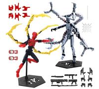 shirylzee 2Pcs T13 Action Figure Set, 3D Printed Dummy T13 Octopus Doctor Toy Spider M Toy, Multi-Jointed Movable Robot, Action Figures Desktop Decoration Gift for Game Lovers (Silver Red)