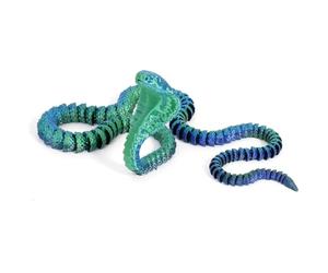 shirylzee 3D Printed Snake, PLA 3D Printed Animals Blue Green, Flexible Articulated Fidget Animal Toy Executive Desk Toys, Flexible Snake Toy for Home Office Desk Decoration
