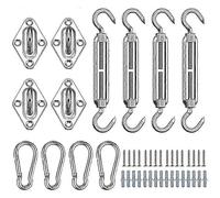 Shirylzee 44-piece shade sail fixing kit, stainless steel mounting kit, shade sail fixings, fixing accessory kit