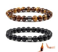 shirylzee Anti Alcohol Bracelet, Reduce the Urge to Drink, Reduces Alcohol Cravings, Relieves Anxiety & Withdrawal Stress for Men Women (Black Tiger Eye)