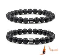 shirylzee Anti Alcohol Bracelet, Reduce the Urge to Drink, Reduces Alcohol Cravings, Relieves Anxiety & Withdrawal Stress for Men Women (Black 2Pcs)