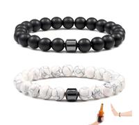 shirylzee Anti Alcohol Bracelet, Reduce the Urge to Drink, Reduces Alcohol Cravings, Relieves Anxiety & Withdrawal Stress for Men Women (Black + White)