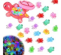 shirylzee Cute Glow-in-the-Dark Turtle Storage Box with 30pcs Mini Resin Turtle, Cartoon Turtle Box for Storing Toys Home Decor, Luminous Miniature Turtle Figurines for Decorations (Pink)