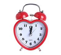 SHISEDECO 3 Inches Cute Twin Bell Loud Alarm Clock Silent Analog Quartz Nightlight Tableclock Battery Operated for Kids, Seniors, Heavy Sleepers, Decorations for Bedroom, Living Room (Red)