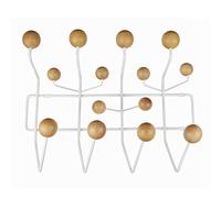 SHISEDECO Classic Hang it All Coat Rack, Mid Century Modern Wall Mounted Hooks with Painted Solid Wooden Balls, Decorative Creative Fashion Wood Hanger for Home, Bedroom (White Frame Natural)
