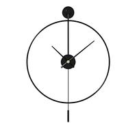 SHISEDECO Classical Large Modern Round Minimalist Wall Clock with Swing Pendulum, Non-Ticking Silent Metal Decorative Creative Art Clocks for Home, Living Room, Bedroom, Study, Office (24", Black)