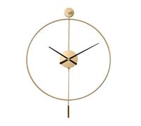 SHISEDECO Classical Large Modern Round Minimalist Wall Clock with Swing Pendulum, Non-Ticking Silent Metal Decorative Creative Art Clocks for Home, Living Room, Bedroom, Study, Office (24", Gold)
