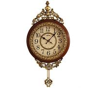 SHISEDECO Elegant, Traditional, Decorative, Hand Painted Modern Grandfather Wall Clock Fancy Ethnic Luxury Handmade Decoration, Swinging Pendulum for New Room or Office. Large. 29.5 Inch. Brown