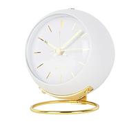 SHISEDECO Small Tableclocks Classic Non-Ticking Tabletop Alarm Clock with Night Light, Battery Operated Deskclock with HD Glass for Living Room Bedroom Bedside Indoor Decor (RN-White)