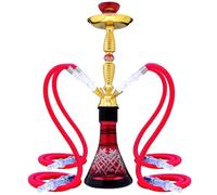 Shisha Hookah,19.7'' Large Shisha Kit for Up To 2~4 Persons Hookah Complete Set with 2/4 hose,with everything Included,Ceramic Bowl,Premium Hose,Beautiful Glass Vase(Nicotine free)