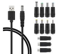 ShiSheng USB to DC Power Cable 1 Pcs Universal 5V DC with 11 Connector Tips 1M USB Power Cable Interchangeable Plugs Connectors