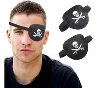 shishiruyizhong 2 PCS Black Pirate Eye Patches, 3D Adjustable One Eye Skull Patch Pirate Captain Eye Patches for Adults Halloween Party
