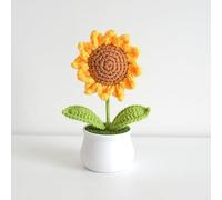 shishiruyizhong Crochet Flowers Artificial Sunflower for Home Office Desk Car Dashboard Decor, Funny Gifts for Valentine's Day Birthday Party Decorations Motivational Gifts