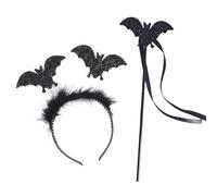 shishiruyizhong Halloween Bat Magic Wand Set, Festival Ball Performance, Bat Feather Headband,Girls Cosplay Masquerade Party Accessories