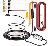SHISHUO Dash Cam Hardwire Kit - Mini USB and Micro USB Port 4m Cable with 4 Fuse Types LP Mini, Mini, ATO, Micro2, 12V to 24V Input, 5V Output for Dash Cam GPS Sat-Nav with Battery Drain Protection
