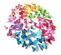 SHISI 84Pcs Mixed 3D Butterfly Series Wall Decoration/Fridge Magnet/Butterfly Sticker - 72 Count, Multicolored, Plastic