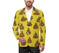 Shit Emoticons on Yellow Funny Two Button Suit Jacket For Men Casual Outwear Tops Sports Coat L