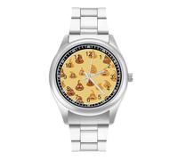 Shit Emoticons on Yellow Quartz Watch Stainless Steel Wrist Watches for Men Women Easy to Read