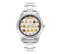 Shit Emoticons Personalized Quartz Watch Stainless Steel Wrist Watches with Arabic Numerals for Men Women