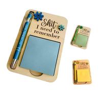 Shit I Need to Remember Sticky Note Holder,Funny Wooden Memo Pad Organizer, The Perfect Gag Gift for Your Most Forgetful Coworker,Funny Little Reminders Post (Blue 1PC)