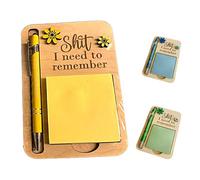 Shit I Need to Remember Sticky Note Holder,Funny Wooden Memo Pad Organizer, The Perfect Gag Gift for Your Most Forgetful Coworker,Funny Little Reminders Post (Yellow 1PC)