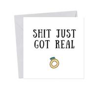 Shit just got real Card | Funny Engagement Cards Wedding |For Friends For