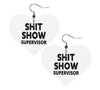 Shit Show Supervisor Leather Earrings For Women Dangle Earring Drop Heart Pendant With Hook Gifts For Adult Girl