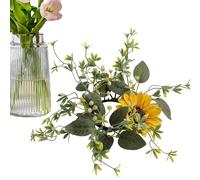 Shitafe Candle Rings For Pillars,9Inch Artificial Floral Candle Ring | Artificial Floral Candle Ring, Sunflower Wreath For Door Wall Window Decor, Tabletop Decoration