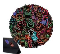 Shitafe Halloween Neon Stickers,50X Scrapbook Neon Stickers for Kids - Halloween Party Decorations Stickers, Waterproof Water Bottle Decals for Goodie Bag Fillers